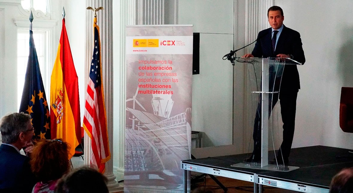 Carlos Cosín, CEO of Almar Water Solutions, participates in an event organized by ICEX
