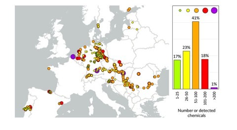 Mapping chemical footprints in European streams