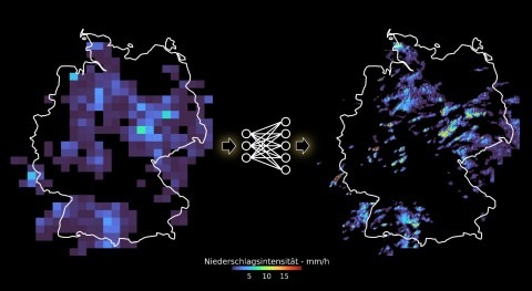 Highly resolved precipitation maps based on AI