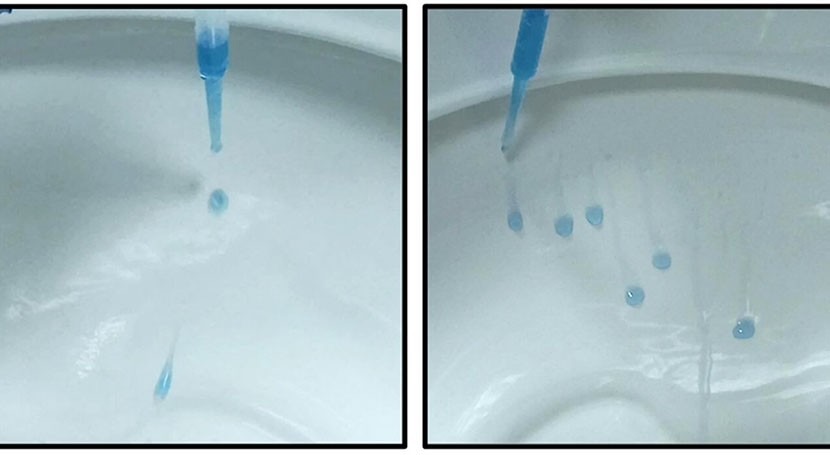 Slippery toilet bowl treatment causes bacteria to slide right off